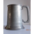 PEWTER PINT TANKARD WITH GLASS BASE
