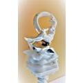 Italian Art Deco Alabaster figural lamp of Onolina with Carrara marble stand