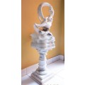 Italian Art Deco Alabaster figural lamp of Onolina with Carrara marble stand