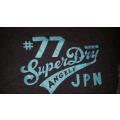 Superdry T-Shirt Charcoal Grey with Blue Glitter Print