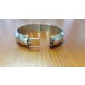 Sterling Silver Wide Rounded Bangle Bracelet with Open Box Clasp