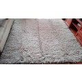 Hand knotted of natural wool shaggy rug - 215 x 215 cm