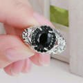 Black Sapphire Wedding Ring¿ White Rhodium Plated - Size 6 / L