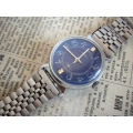 Vintage Soviet man's wrist watch Pobeda, mechanical mens watch, blue dial, Works