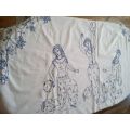 Vintage hand embroidered linen tablecloth 1930s - 1960s