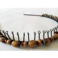 Vintage diadem, tiara, wooden beads