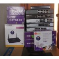 Lot of 14 switches & routers new & used, 7x Netgear Extenders, 1x Netgear AC1200, 5x Dlink switch,