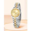 1pc Women`s  Stainless Steel Casual & Luxurious Quartz Watch With Golden Round Dial
