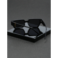 1pc Men`s Black Plastic Polygonal Frame Cool Korean Ins Style Trendy Sunglasses Suitable For Outdoor