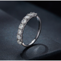 BAMOER Moissanite Ring Half Eternity Band For Women 925 Sterling Silver Ring Wedding Engagement