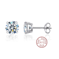 0.5CT 5MM Round Moissanite 925 Sterling Silver 18K Gold Plated Stud Earrings