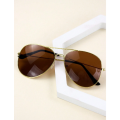 1pc Men`s Brown Fashionable Pilot Sunglasses, Versatile, Lightweight, Suitable For Wear, Driving