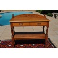 Oak 2 Tier, 2 Drawer Server With Glass Top --  Collections only!!