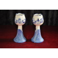 A Pair Of Delft Hand Painted Candle Stick Holders