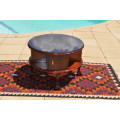 Imbuia Ball & Claw Drum Coffee Table With Built In Wine Rack & Glass Top  --  Collections Only!!