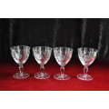 Rose Cut Crystal Red Wine Glasses x 4   ---   Damage Free!