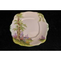 Royal Albert Crown China `Greenwood Tree` Cake Plate, Milk Jug and Sugar Bowl