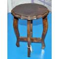 Vintage Imbuia Round Linen Fold Side Table