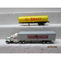 HO SCALE : ROAD CONTAINER TRUCK WITH SPARE TANKER TRAILER - LOT 619z