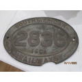 SOUTH AFRICAN RAILWAY - STEAM LOCOMOTIVE - CLASS 15CA - CAB SIDE PLATE - NO.2836