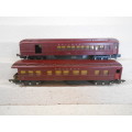 S GAUGE - AMERICAN FLYER - RED PULLMAN COACHES - X2
