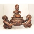 Mazivila - 3 Men and a pot - A stunning wood carving!! - Bid Now!!!
