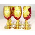 Venetian style - Red wine glasses - A beautiful 6 piece set! - Low price!! - Bid Now!