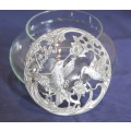 Glass bowl with a Hummingbird metal top - Beautiful!! - Bid Now!!!