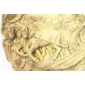 Carved wall hanging - European scene - Ploughing - A magnificent piece - Low price - Bid Now!!!