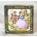 Limoges - Miniature display plate in a frame - Victorian scene - Stunning!! - Low price!! Bid now!!