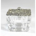 Glass trinket holder with metal top - Beautiful! - Low price!! - Bid now!!