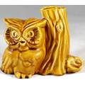 Brown Owl with hollow Tree Stump - Beautiful Figurine!! - Bid Now!