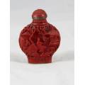 Snuff Bottle - Carved Red - Bid Now!!!
