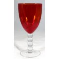 Large red glass on a bubbled stem - Beautiful! - Bid Now!