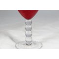 Large red glass on a bubbled stem - Beautiful! - Bid Now!