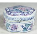 Porcelain Trinket Holder - Purple With Flowers - Beautiful! - Bid Now!!!