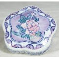 Porcelain Trinket Holder - Purple With Flowers - Beautiful! - Bid Now!!!