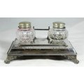 Antique Inkwell Set - Silver Plated - Beautiful! - Bid Now!