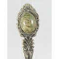 Souvenir Teaspoon - Precious Stone - Silver Plated - Beautiful! - Bid Now!!!