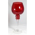 Red Glass - Bulbous Candle Holder - Stunning! - Bid Now!!!