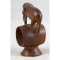 Carved Wooden - Elephant On A Barrel - Beautiful! - Bid Now!!!