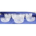 Crystal Cut Glass - Bowl + 7 Serving Bowls - Beautiful! - Bid Now!!!