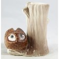Baby Owl next to Tree - Pen Holder - Gorgeous! - Bid Now!!!