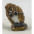 Rock Owl on Tiger Eye - Gorgeous! - Bid Now!!!