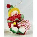 Dressed Clown on Rope - Red with Present - Gorgeous! - Bid Now!!!