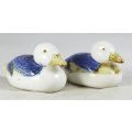 Small Ducks - Pair - White & Blue - Gorgeous! - Bid Now!!!