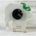 Pig Magnet - Wearing Green Bow - White - Gorgeous! - Bid Now!!!