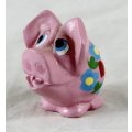 Small Pink Pig - Blue Flowers and Hearts - Gorgeous! - Bid Now!!!