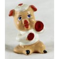 Small Pig Playing Red Cymbals - Gorgeous! - Bid Now!!!