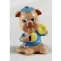 Small Pig Playing Yellow Cymbals - Gorgeous! - Bid Now!!!